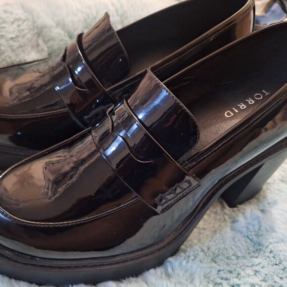 Torrid Women's Shiny Black Platform Loafers - Picture 6 of 9
